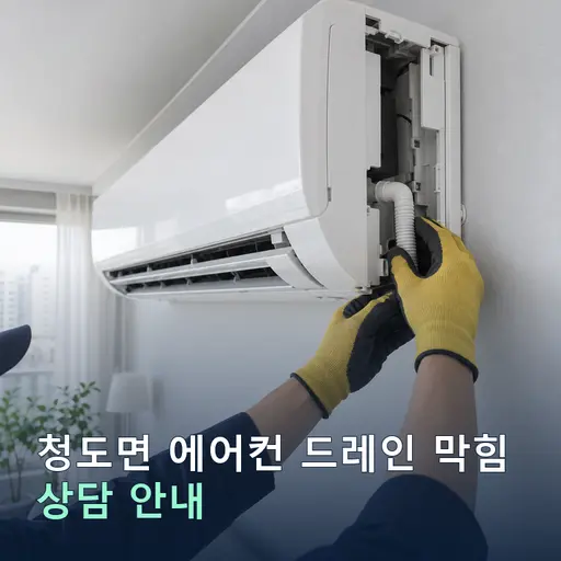 경남 밀양시 청도면 에어컨드레인 막힘·누수 현장 점검 및 상담