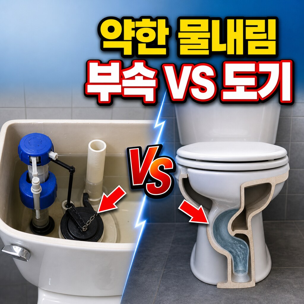 물 내림이 약할 때 부속 vs 도기 원인 구분법