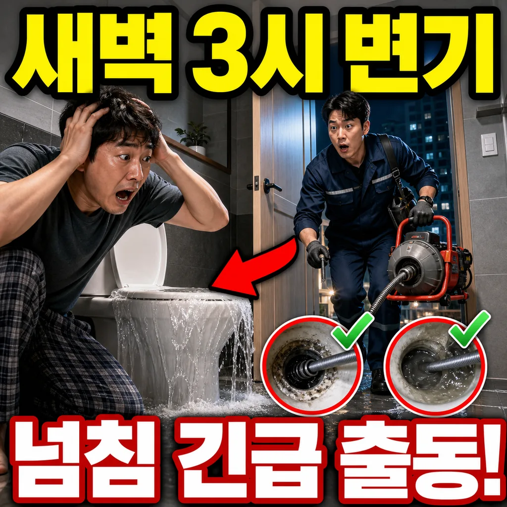새벽 3시 아파트 화장실 변기 넘침 심야 응급 출동 후기 4.9점