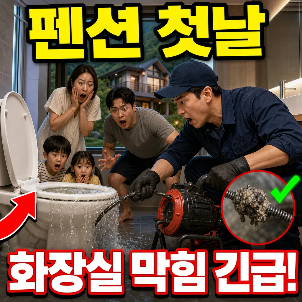 여름 휴가지 펜션 도착 첫날 화장실 배수 막힘 성수기 응급 사례