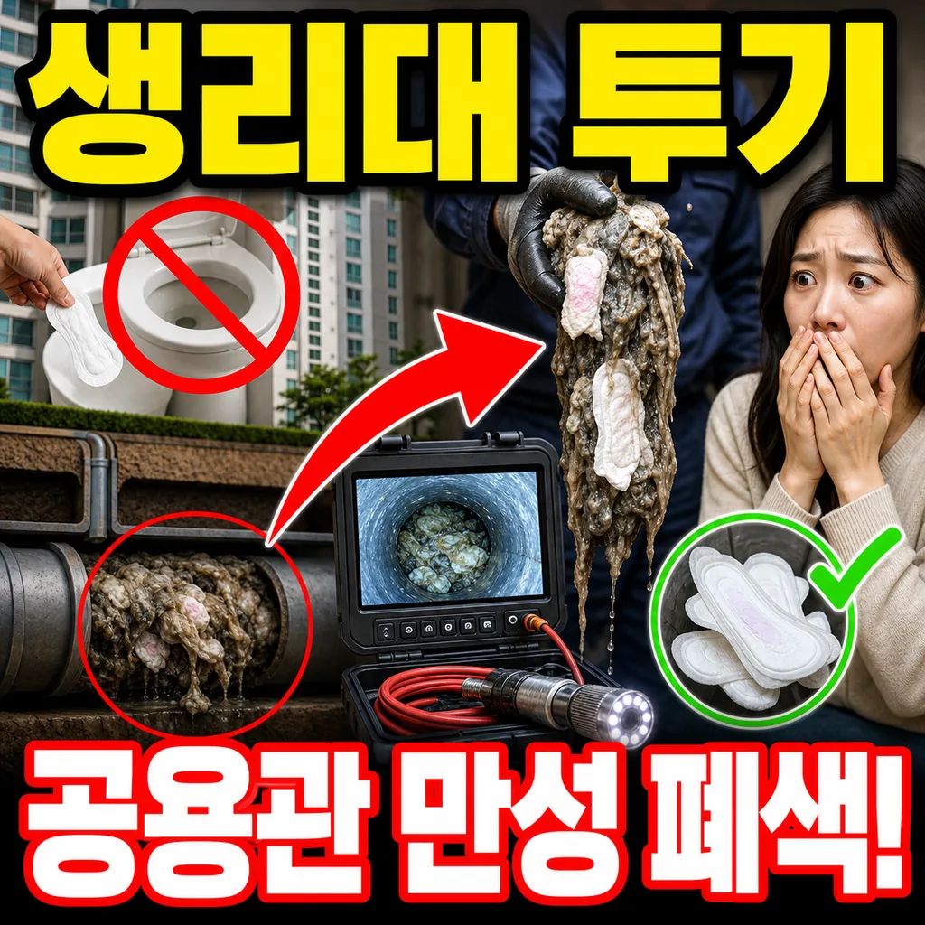 여성용품 생리대 하수구 투기 반복으로 인한 공용 배관 만성 폐색 아산 배방 원룸촌
