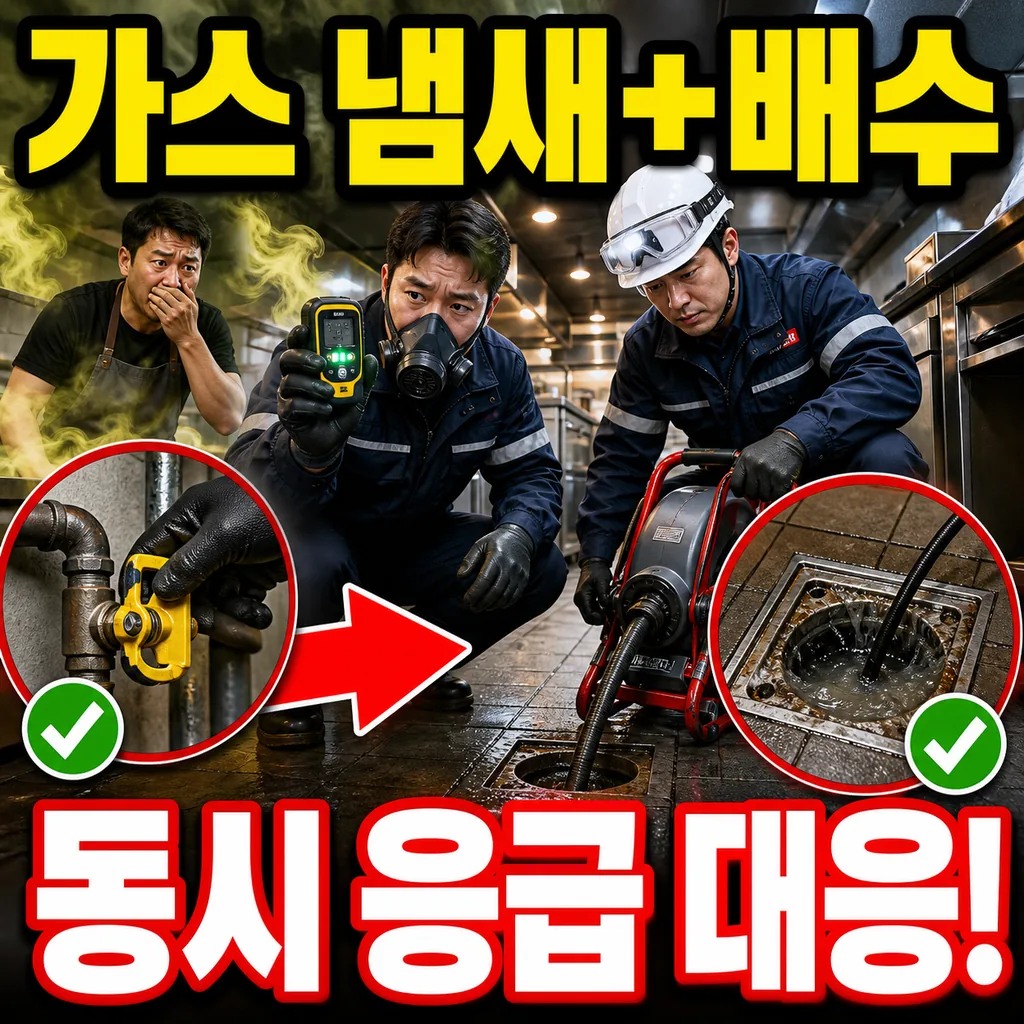 가스 누출 냄새와 배수관 이상 동시 발생 응급 대응 절차 실제 처리 사례