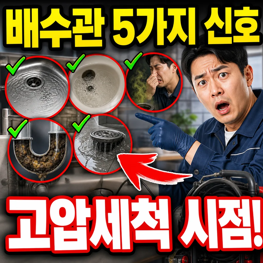 느린 배수·꿀렁 소리·냄새가 함께 날 때 점검 기준