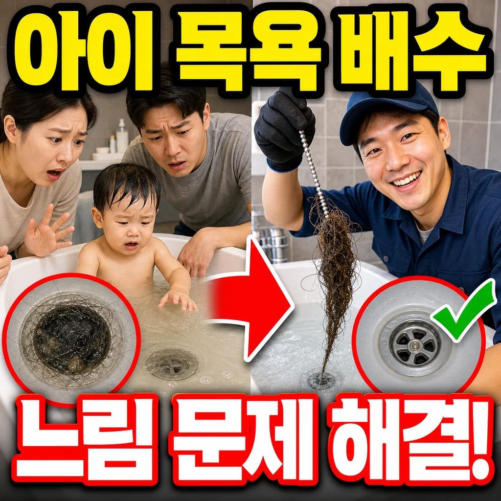 2세 육아 30대 부부 아파트 욕조 배수 아이 목욕 시 오래 걸리는 문제 해결