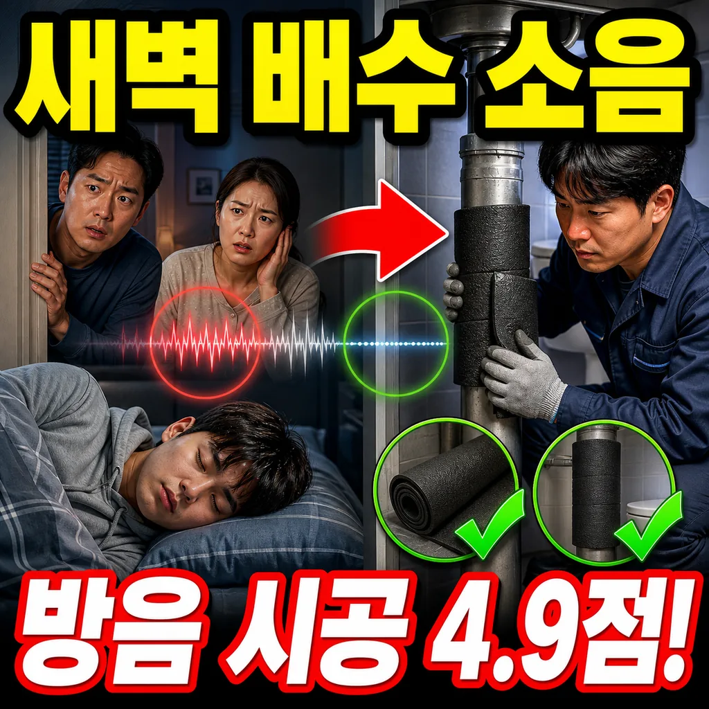 고3 자녀 50대 부모 아파트 화장실 새벽 배수 소음 방음 시공 후기 4.9점