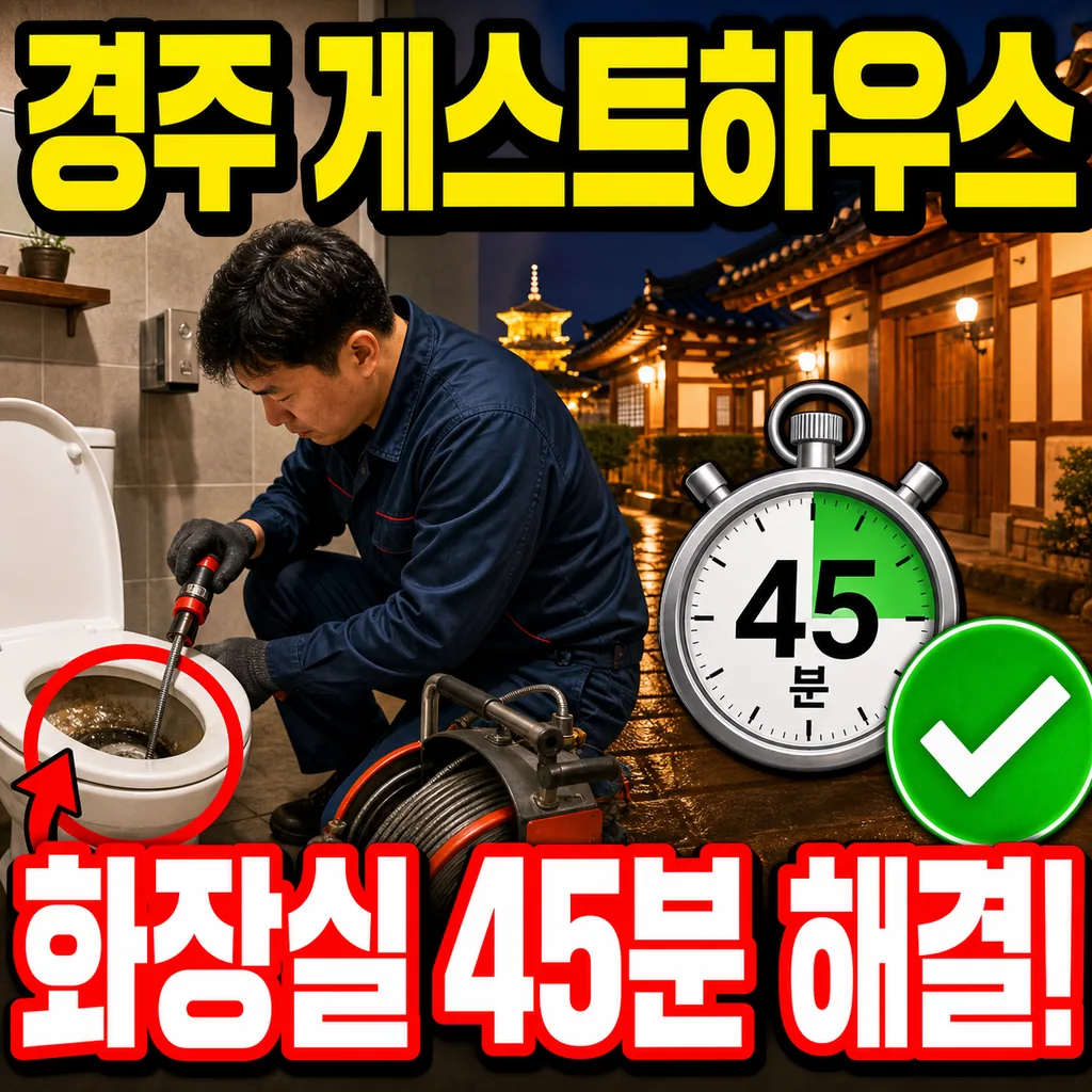 경주 황남동 문화재보호구역 인근 게스트하우스 화장실 폐색, 관광 저녁 45분 처리 후기 4.8점