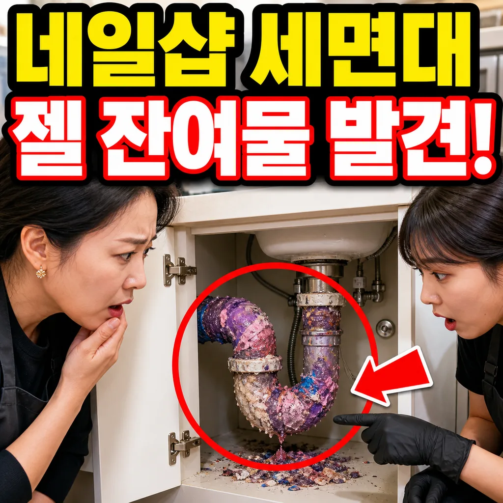 네일샵 원장님이 발견한 세면대 아래 젤 잔여물