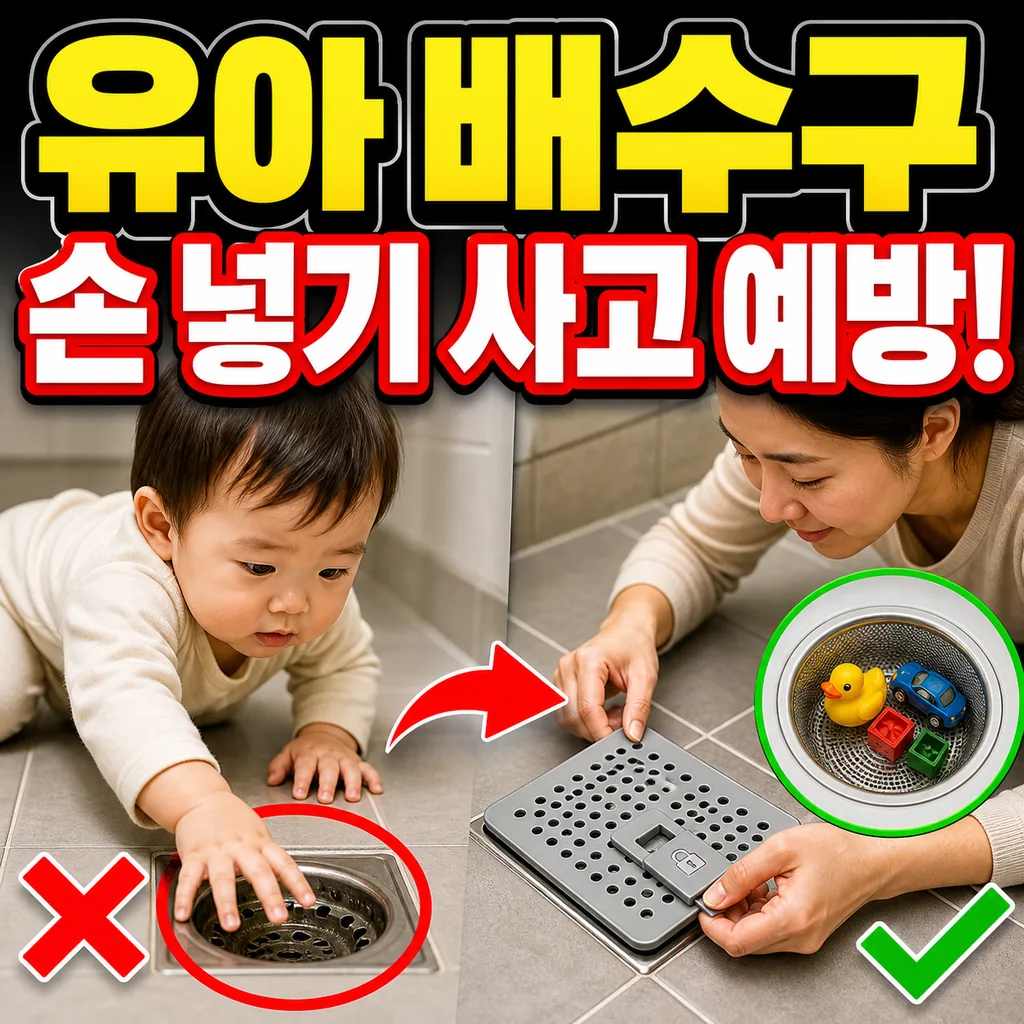 유아가 있는 집, 배수구 이물질과 손 넣기 사고 예방