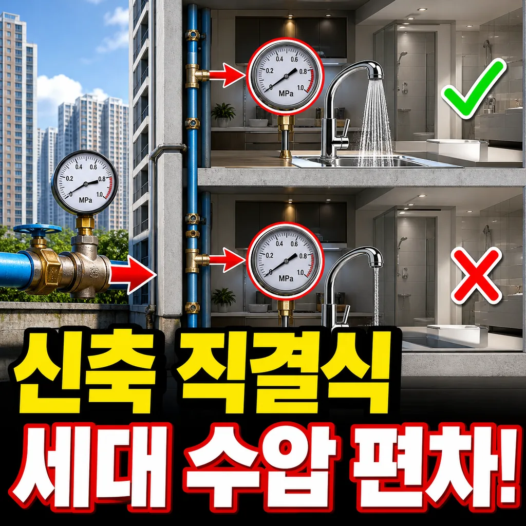 2020년대 신축 아파트 지하 저수조 없는 직결식, 세대 수압 편차 사례
