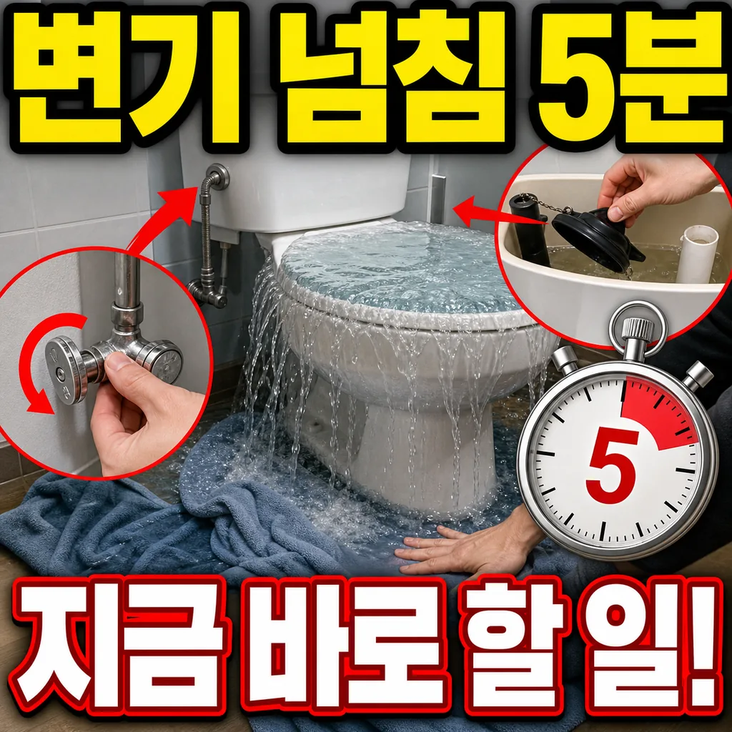 변기 넘침 5분 초기 대응 – 물이 차오를 때 지금 바로 할 것