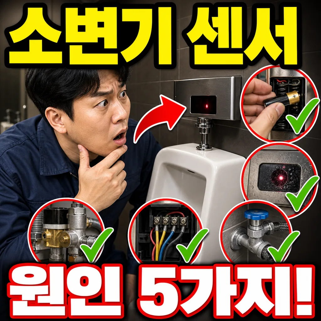 소변기 센서가 계속 작동한다면, 원인은 대개 다섯 가지입니다