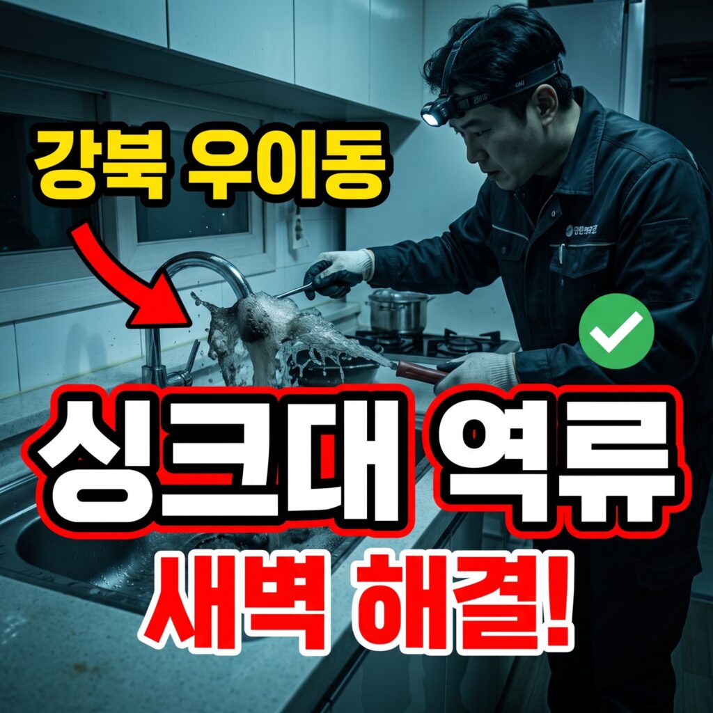 강북구 우이동 아파트 주방 싱크대 역류 새벽 출동 후기 4.6점