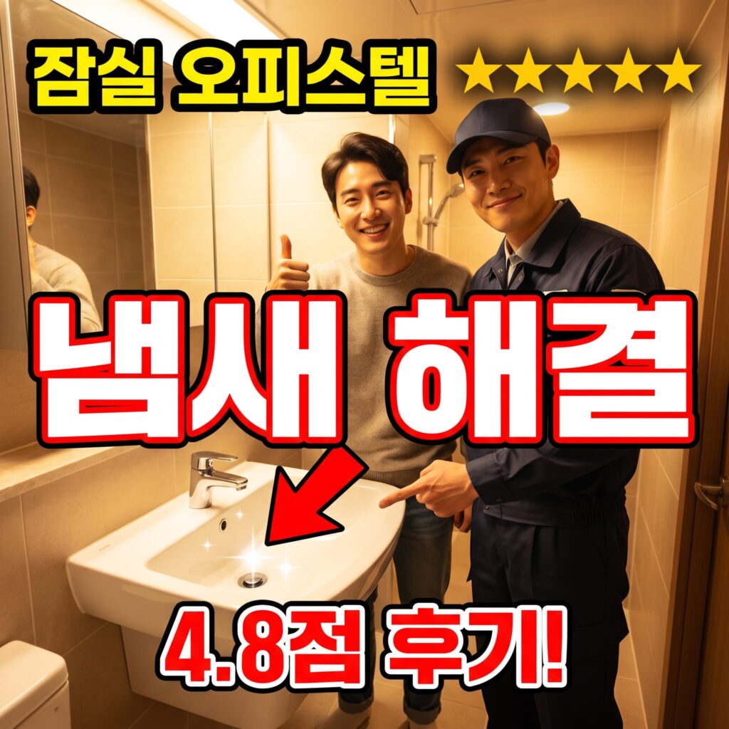 송파구 잠실 오피스텔 화장실 세면대 냄새 역류 반나절 해결 후기 4.8점