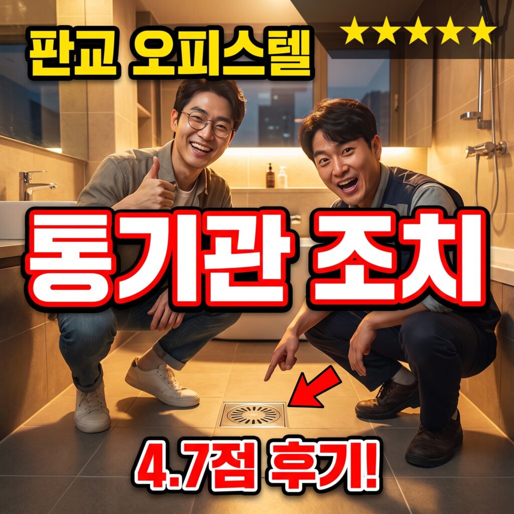 성남 판교 오피스텔 욕실 바닥 배수 지연 통기관 조치 후기 4.7점