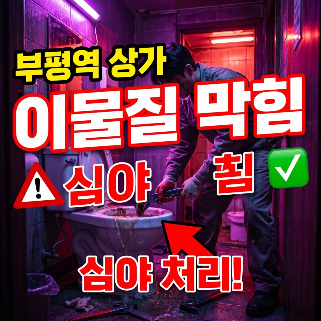 인천 부평구 부평역 상가 노래방 화장실 대변기 이물질 심야 사례