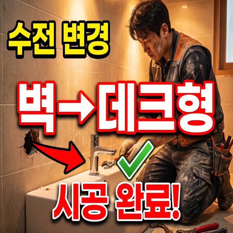 벽붙이→데크형 수전 변경 시공 사례