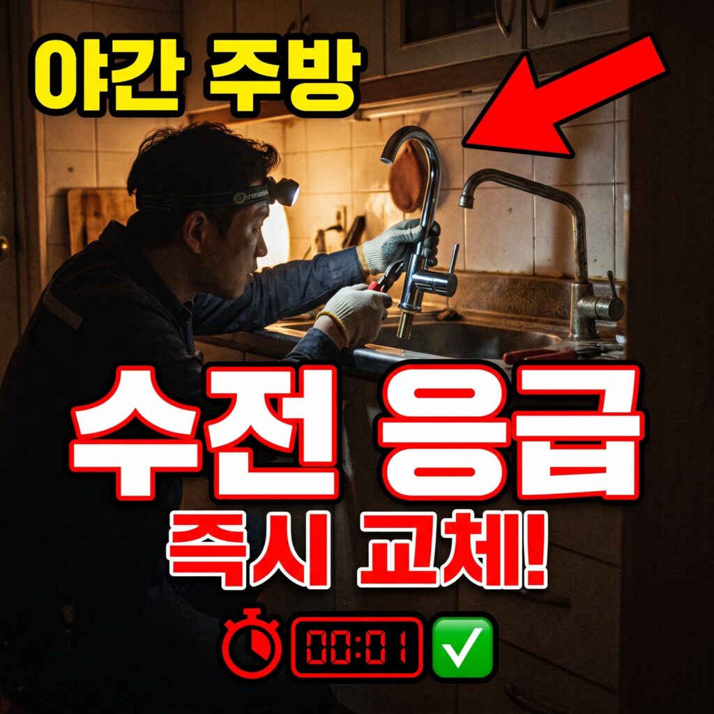 오래된 주방 수전 야간 응급 교체 사례