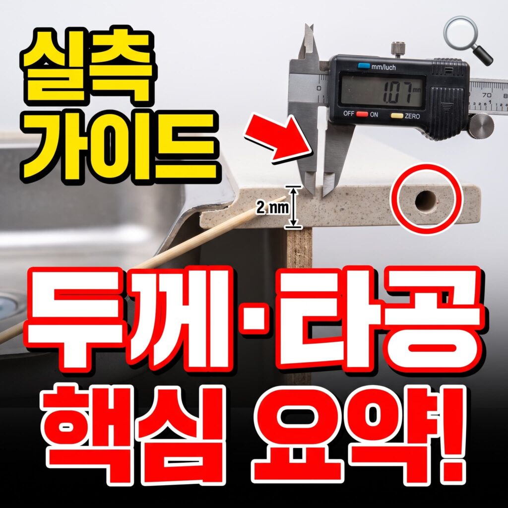 씽크 두께·타공 규격 실측 가이드