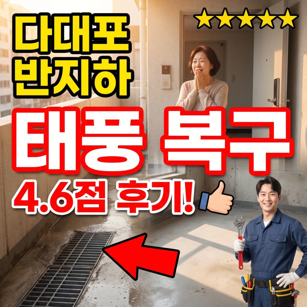 사하구 다대포 다세대주택 반지하 우수관 역류, 태풍 직후 2시간 복구 후기 4.6점