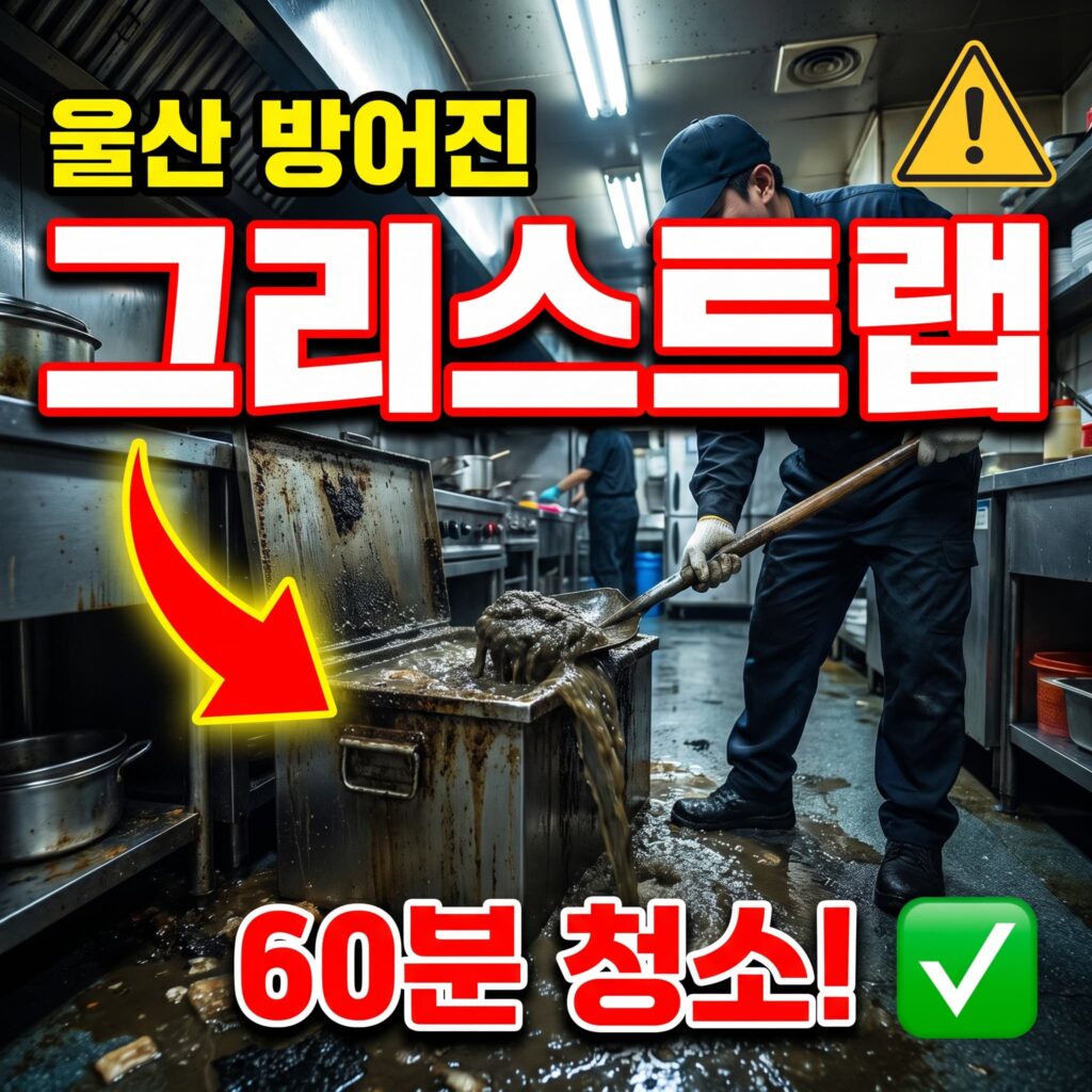 동구 방어진 상가 음식점 주방 그리스트랩 넘침, 오전 60분 청소 사례 4.6점