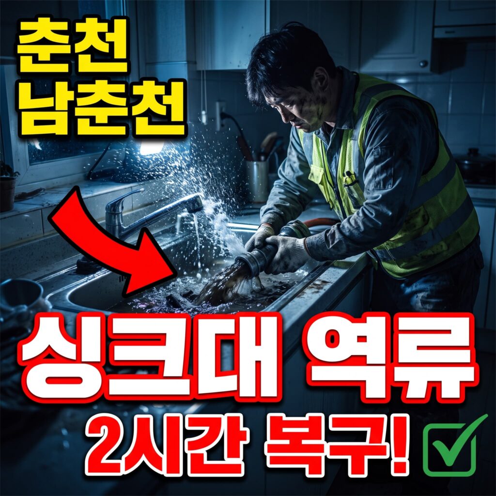 춘천 남춘천 아파트 주방 싱크대 역류 새벽 2시간 만에 복구 후기 4.7점