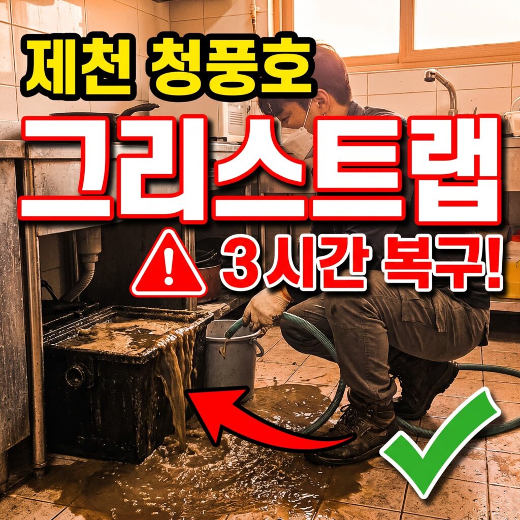 제천 청풍호 리조트 주방 그리스트랩 넘침 오후 3시간 복구 후기 4.5점