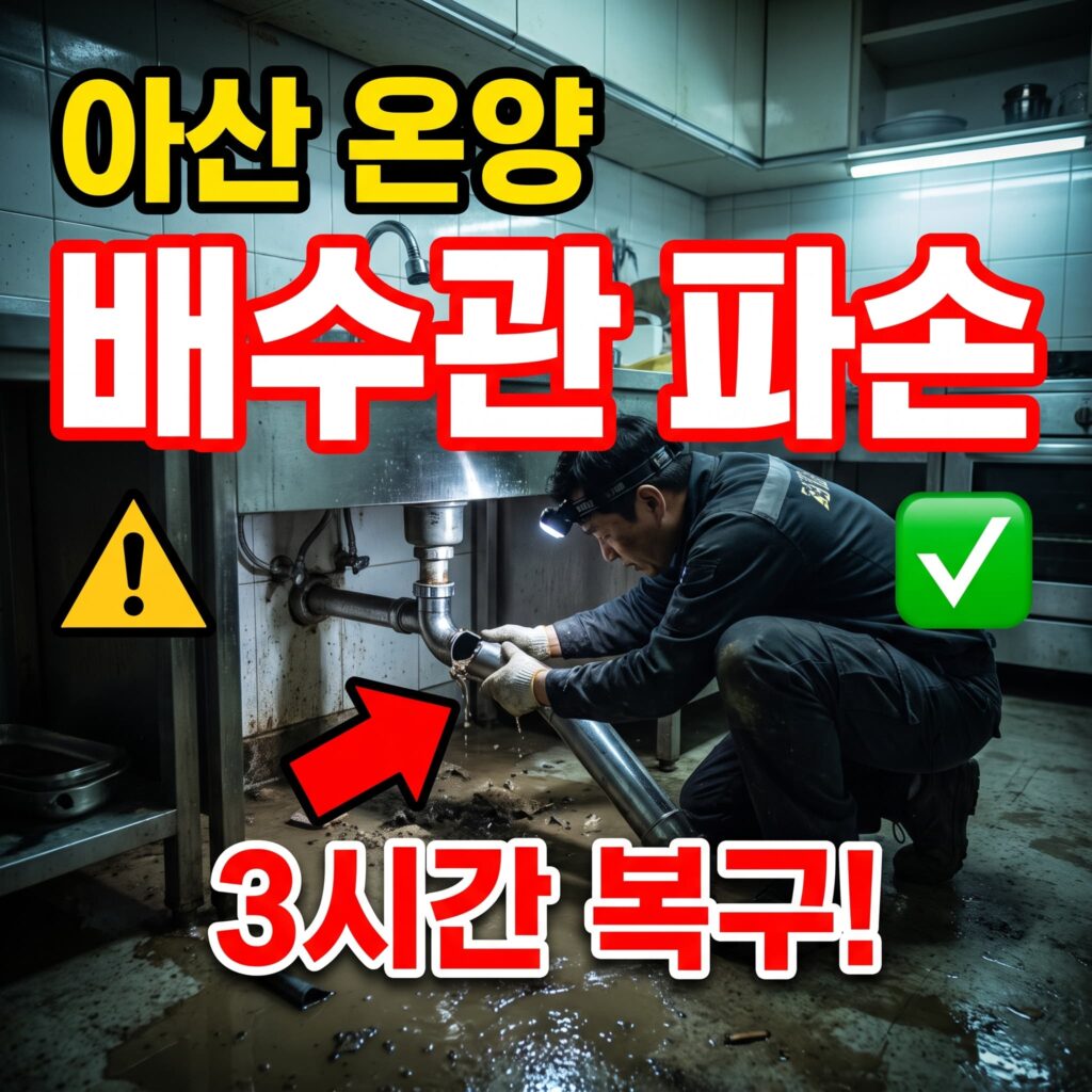 아산 온양온천 상가 지하 주방 배수관 파손 야간 3시간 응급 복구 후기 4.5점