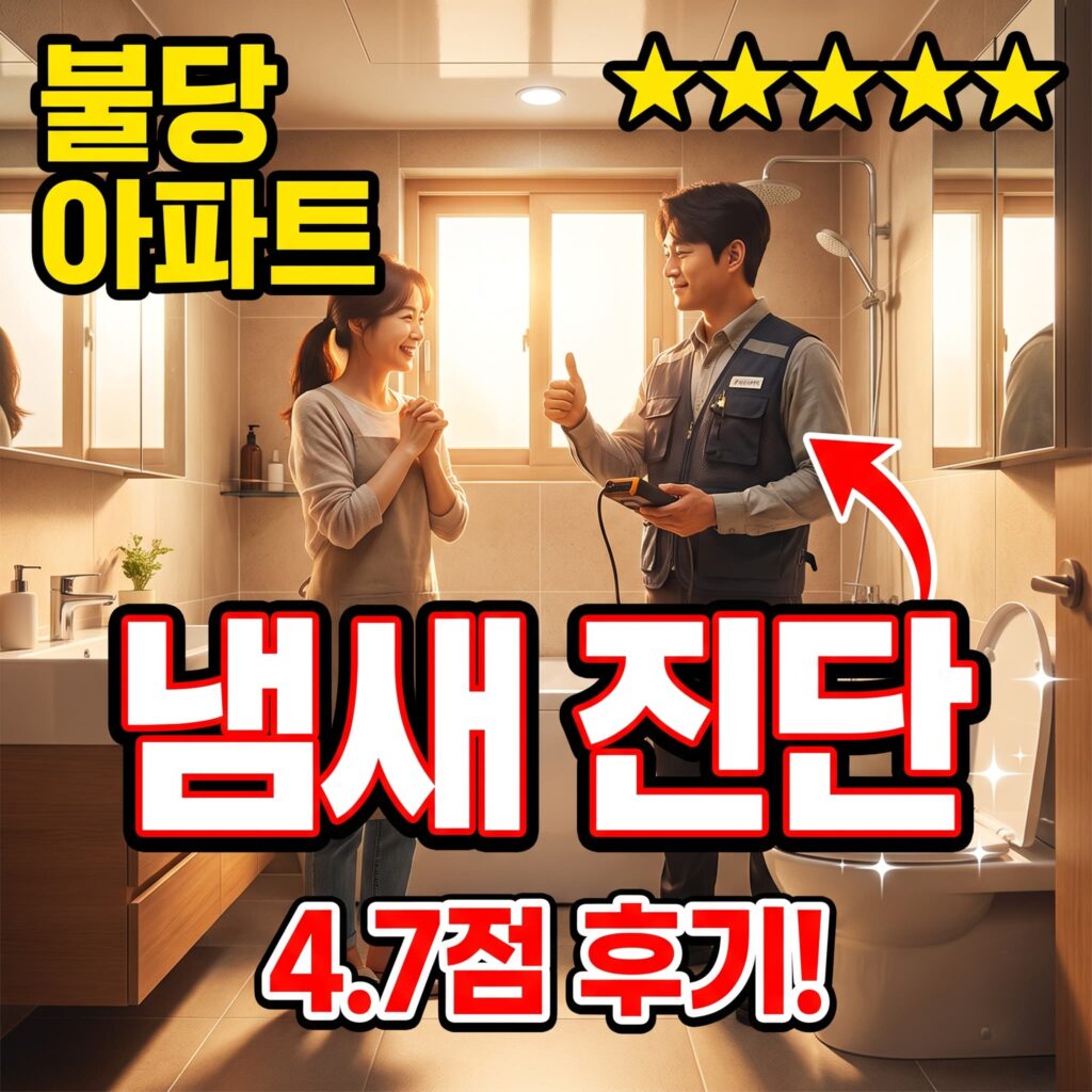 천안 불당동 신축 아파트 화장실 오수 냄새 원인 진단 오전 1시간 처리 후기 4.7점