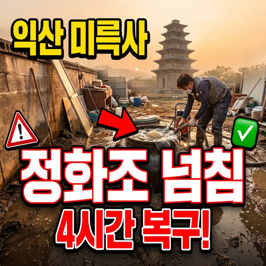 익산 미륵사지 인근 다가구 주택 오수 정화조 넘침 오후 4시간 복구 후기 4.6점