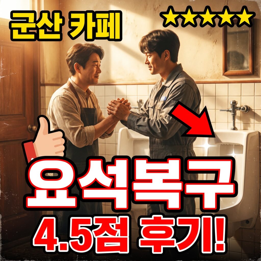 군산 근대문화거리 카페 화장실 소변기 요석 침적 오후 90분 복구 후기 4.5점