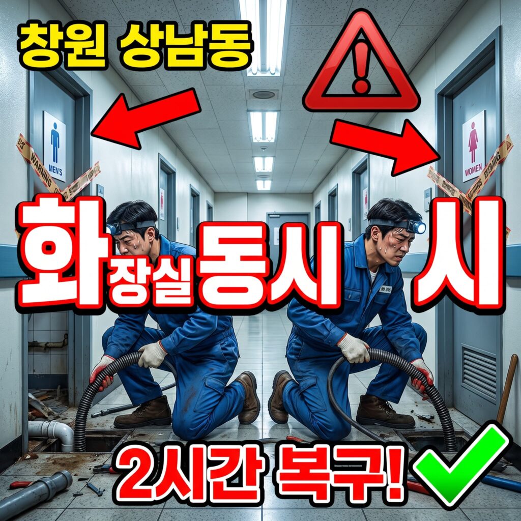 창원 상남동 오피스 남녀 화장실 동시 막힘 업무 시간 2시간 복구 후기 4.6점