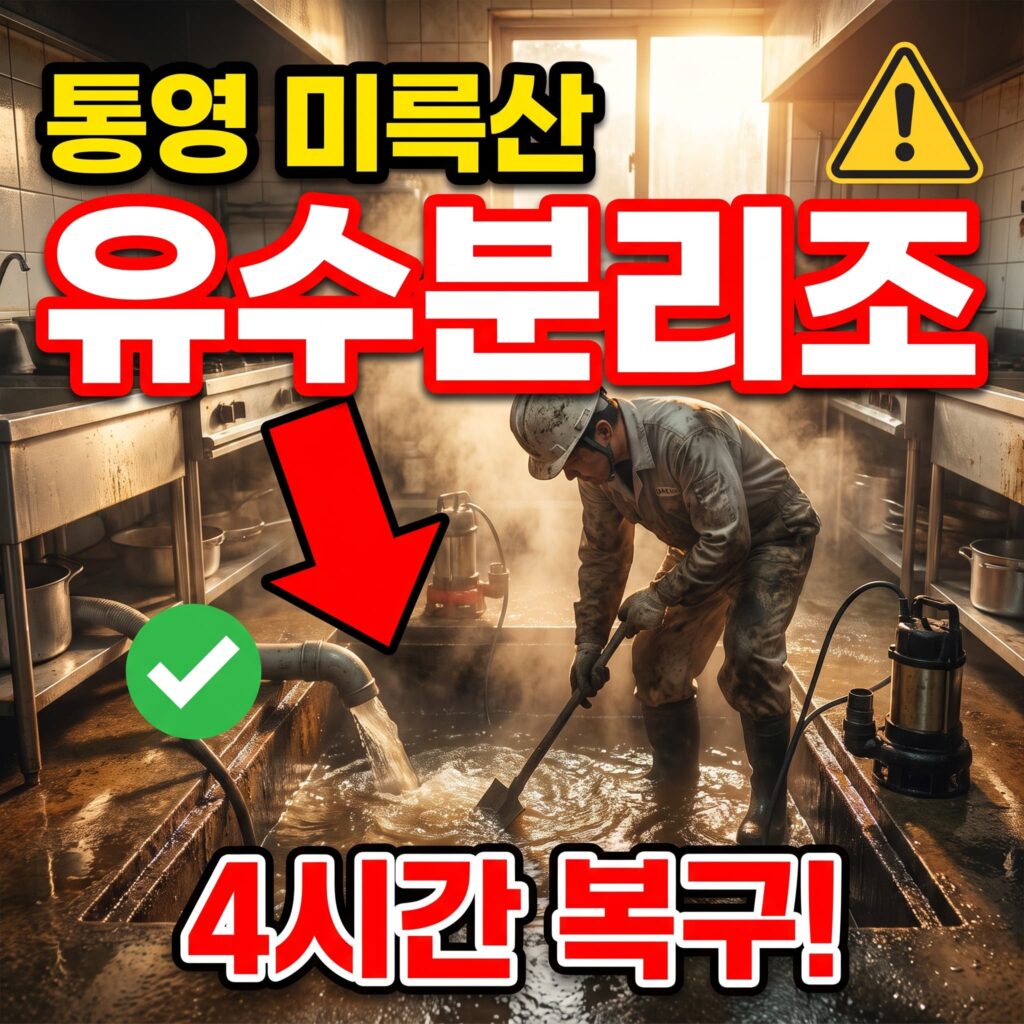 통영 미륵산 카페 주방 유수분리조 침수 4시간 복구 후기 4.6점