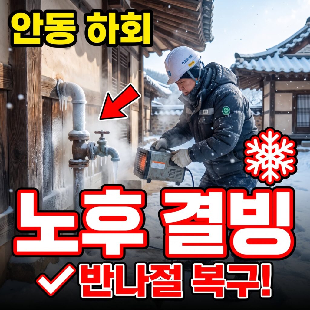 경북 안동 하회마을 전통 가옥 화장실 노후 배관 결빙 반나절 복구 후기