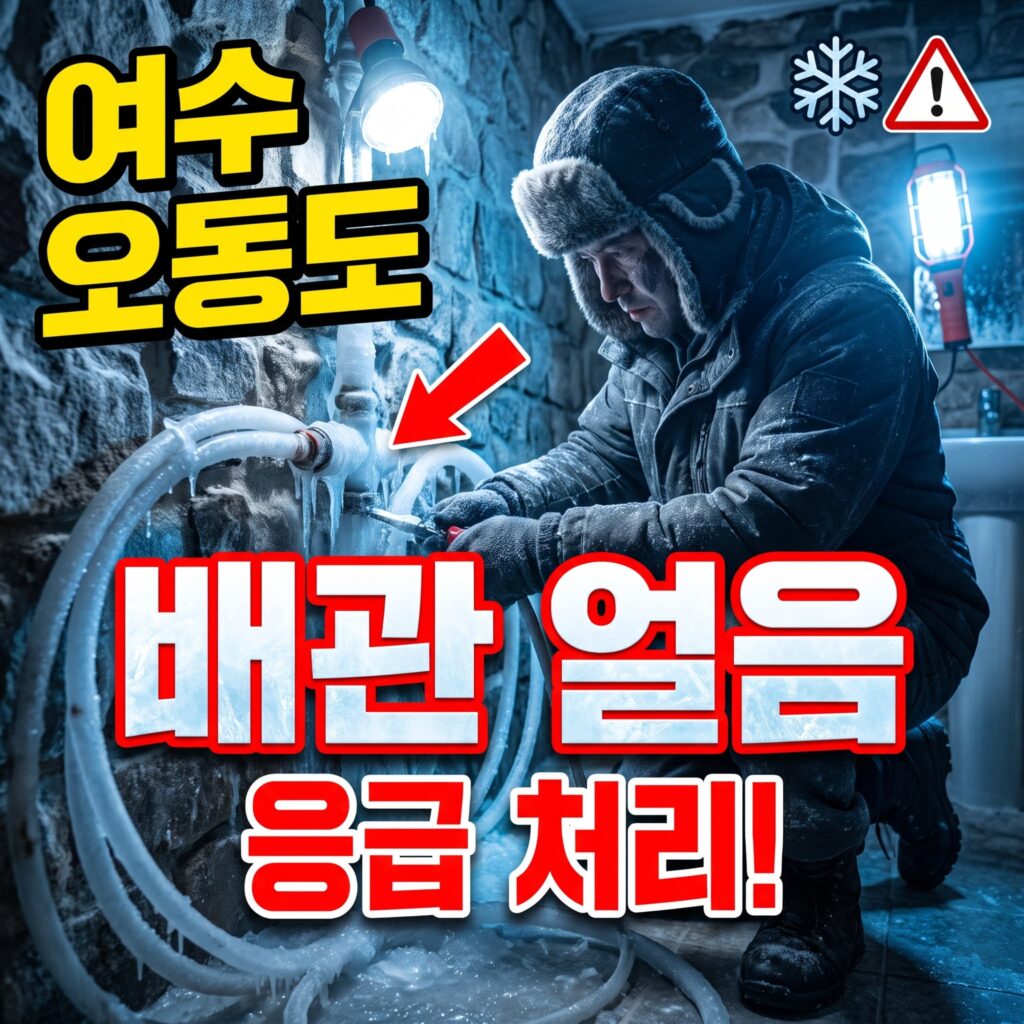 전남 여수 오동도 인근 펜션 겨울 성수기 화장실 배관 얼음 응급 사례