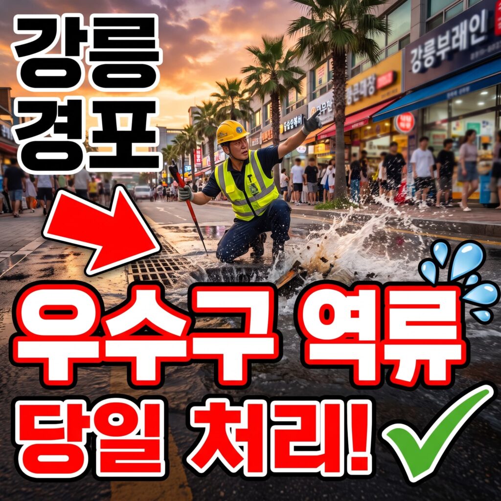 강원 강릉 경포 리조트 상가 여름 성수기 우수구 역류 당일 처리 사례