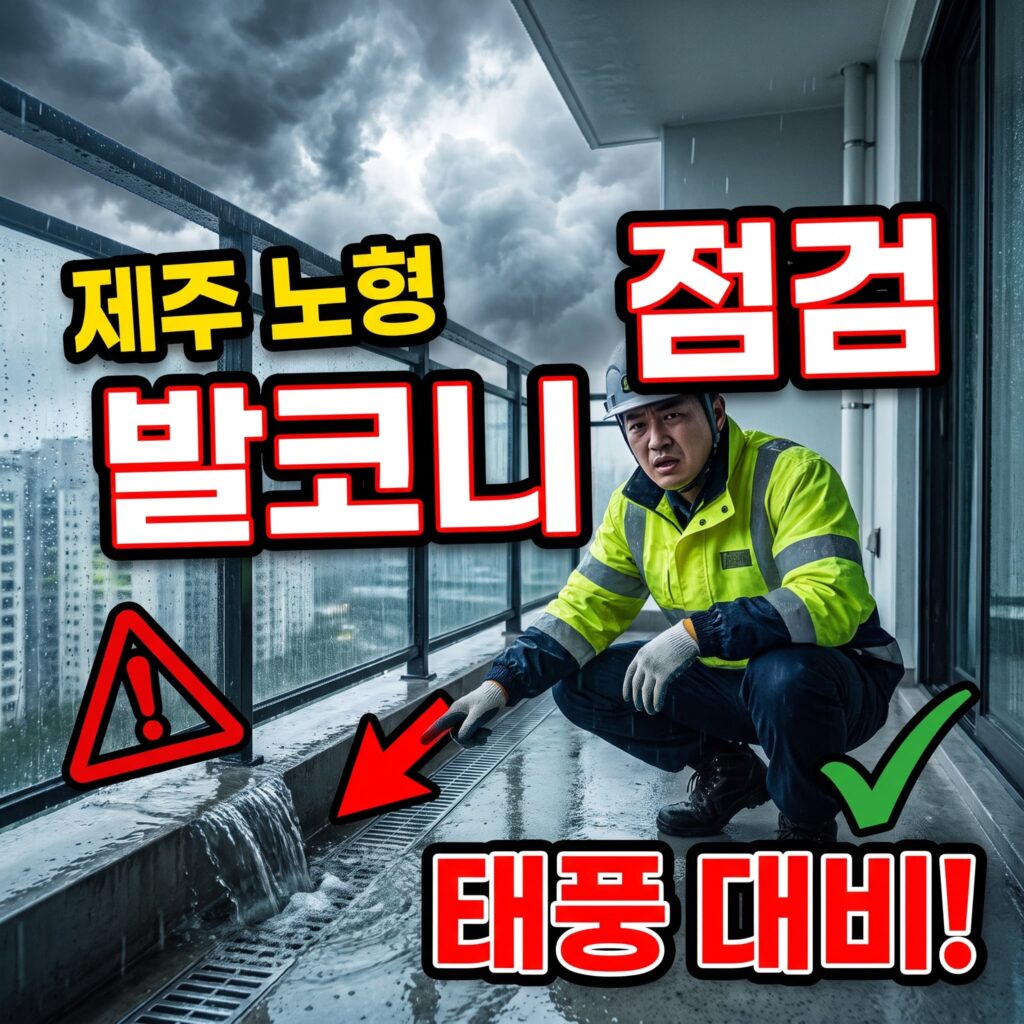 제주 제주시 노형동 아파트 태풍 시즌 발코니 우수 배수구 점검 사례