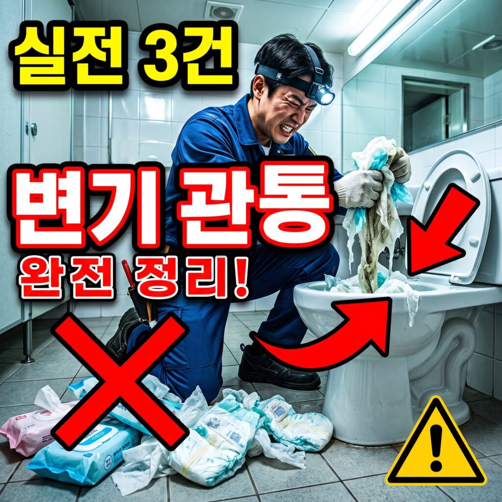 물티슈·기저귀 변기 관통 실전 사례 3건, 진단·시공 과정 정리