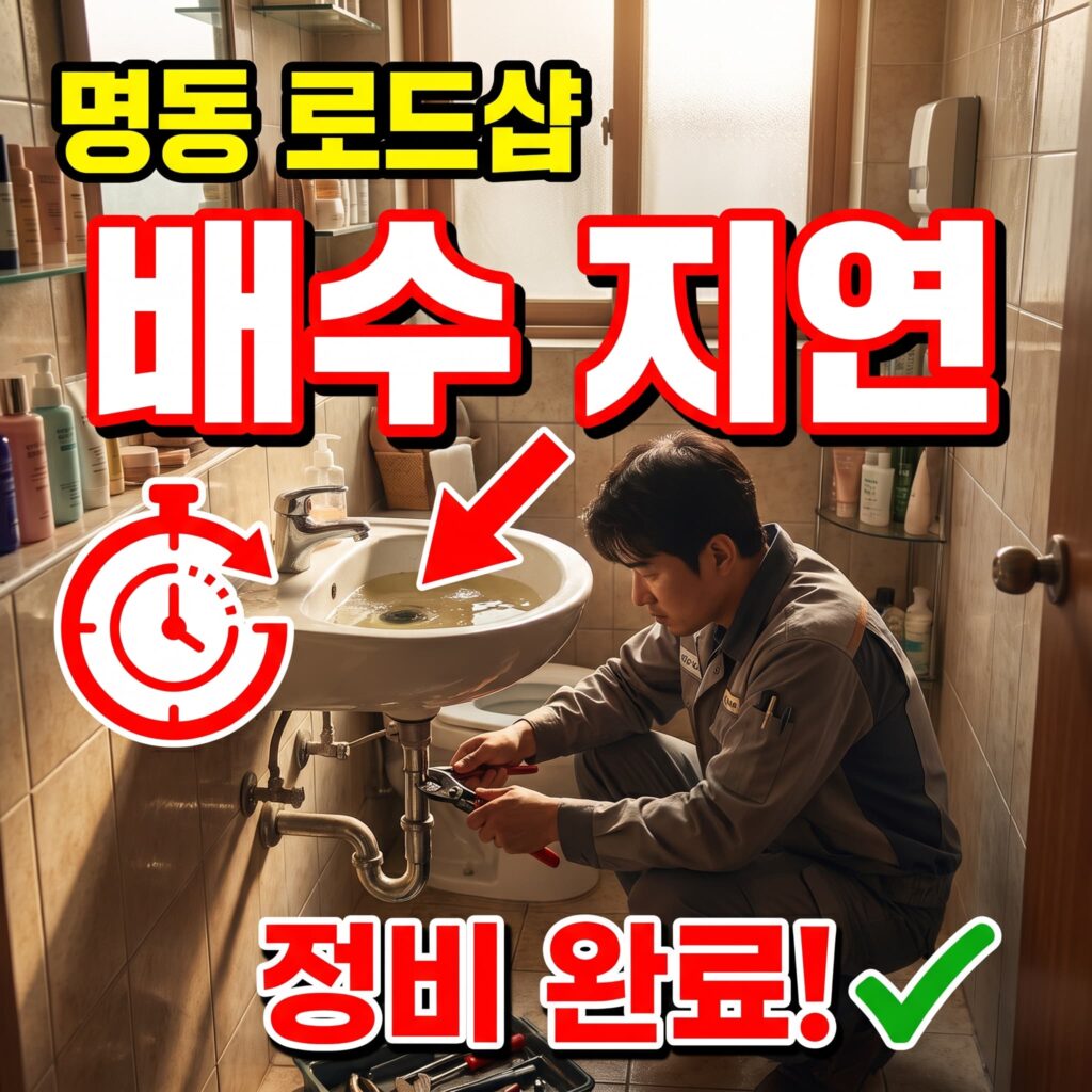 서울 명동 관광 상권 화장품 로드샵 화장실 배수 지연 정비 케이스