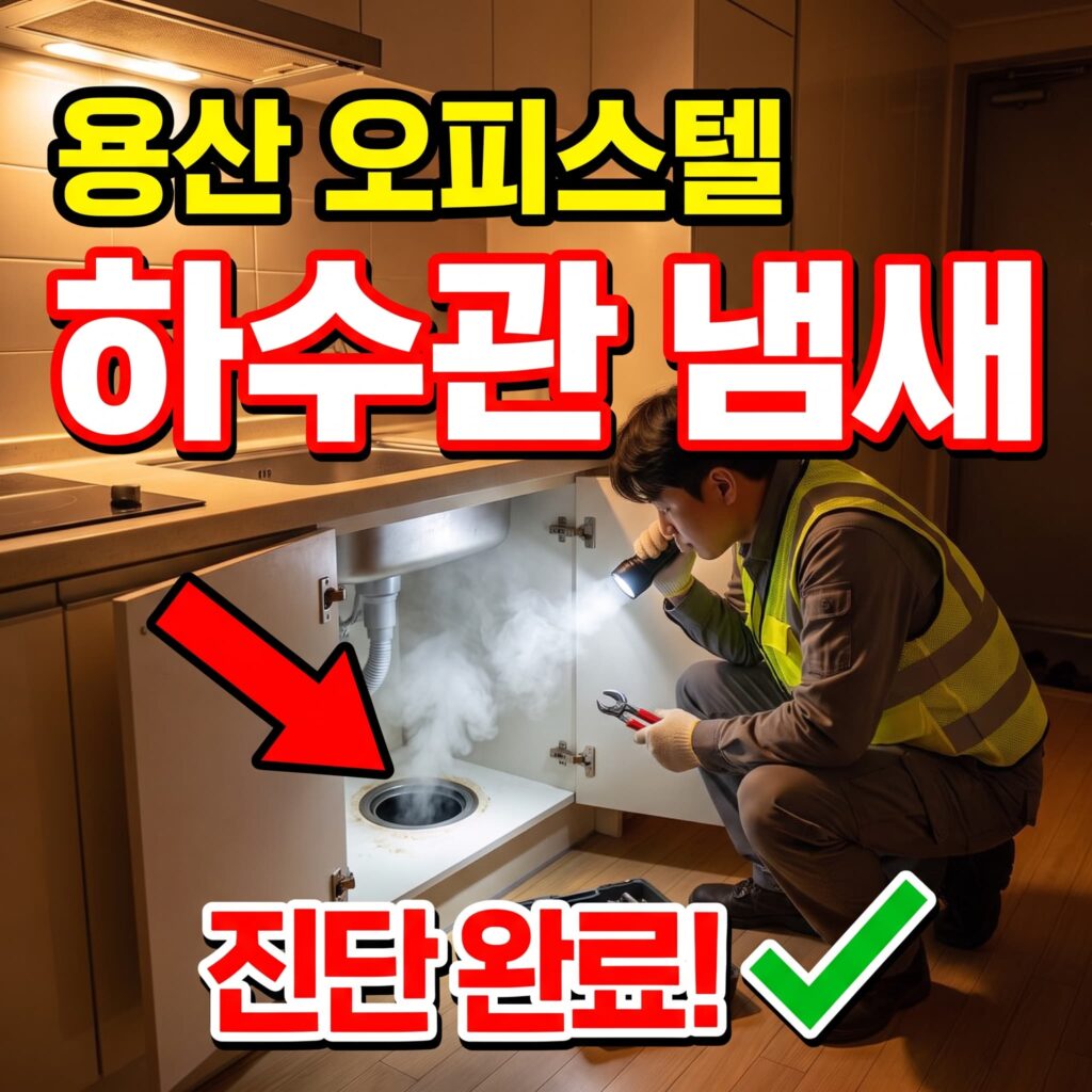 서울 용산 아이파크몰 인근 오피스텔 부엌 하수관 냄새 진단 케이스