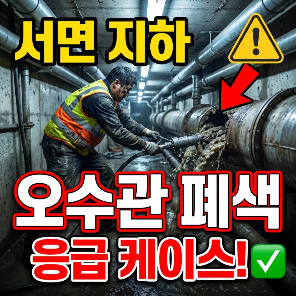 부산 서면 롯데호텔 인근 상가 지하 오수관 완전 폐색 응급 케이스