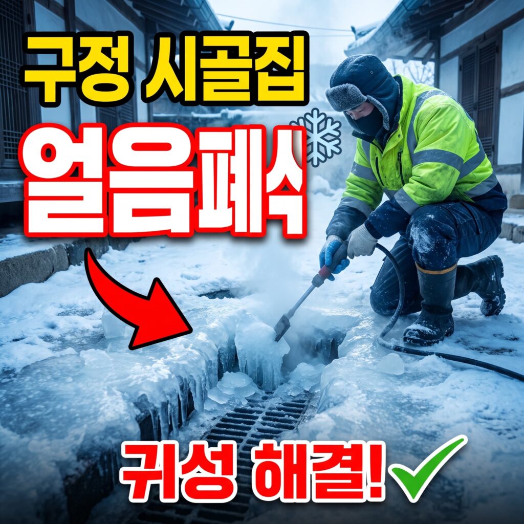 구정 연휴 시골집 하수구 얼음 폐색 귀성 도착 첫날 사례