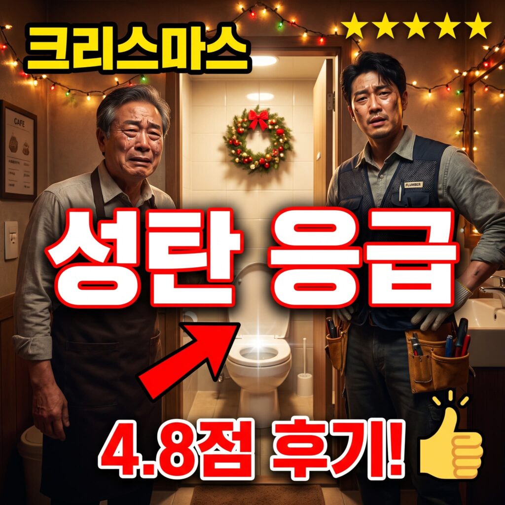 크리스마스 이브 카페 매장 화장실 변기 만수 성탄 야간 응급 후기 4.8점
