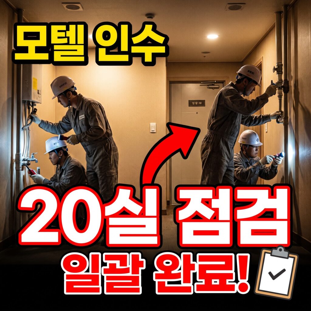 모텔 신규 인수 개업 전 객실 20개 배관 일괄 사전 점검 사례