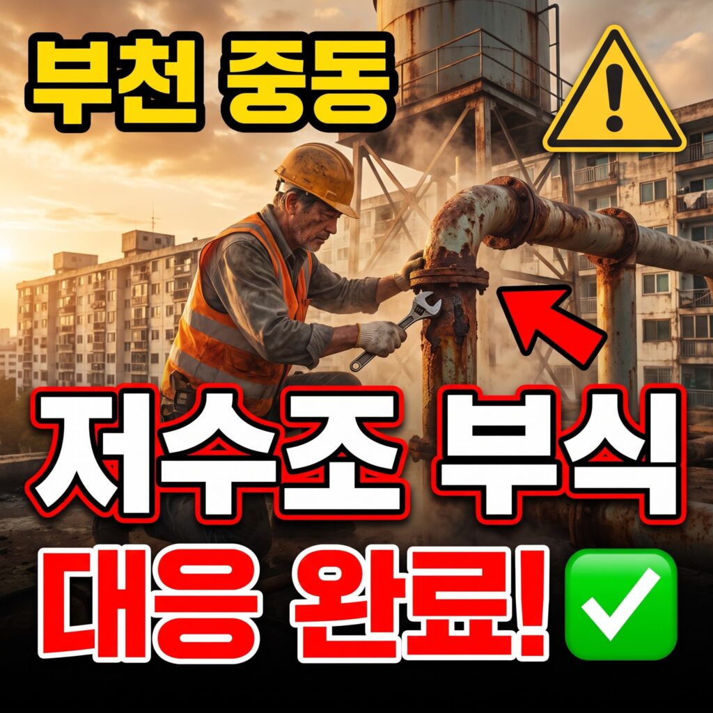 경기 부천 중동 노후 대단지 옥상 저수조 배관 부식 대응 사례