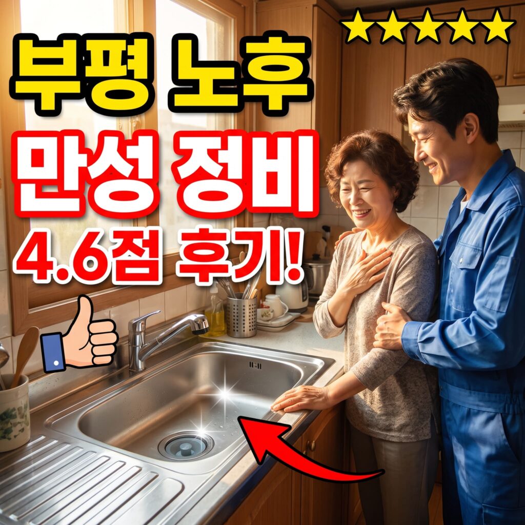 인천 부평 노후 아파트 세대 부엌 배수 만성 정체 정비 후기 4.6점