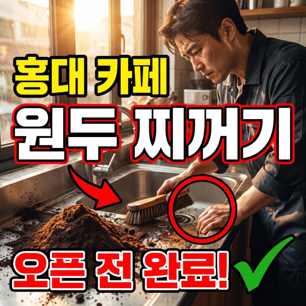 홍대 카페 하수구막힘 원두 찌꺼기 싱크대 역류 오픈 전 세정 사례