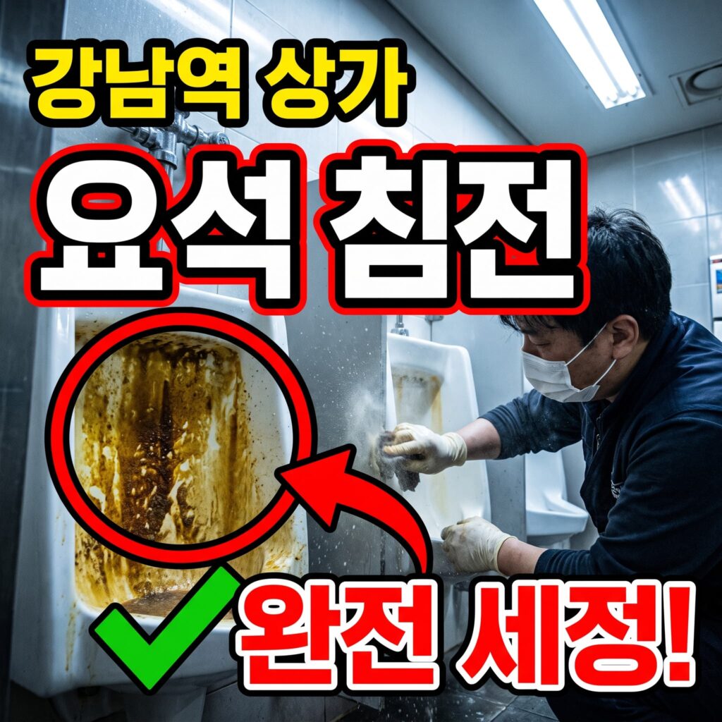 강남역 상가 소변기 막힘 요석 침전 단골 손님 컴플레인 세정 사례