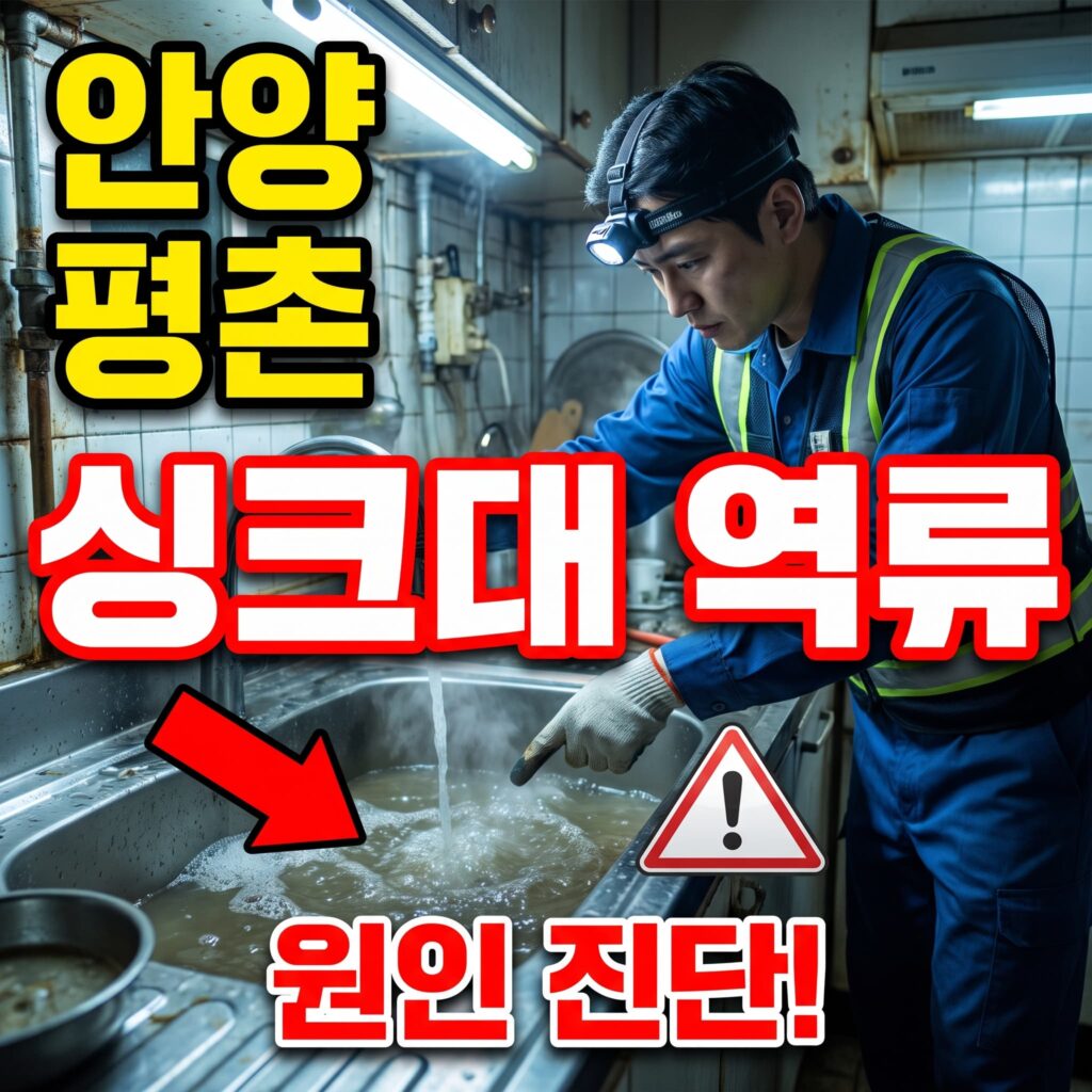 주방 싱크대 하수 역류 냄새와 함께 물 넘침 반복 원인 진단 안양 평촌 사례