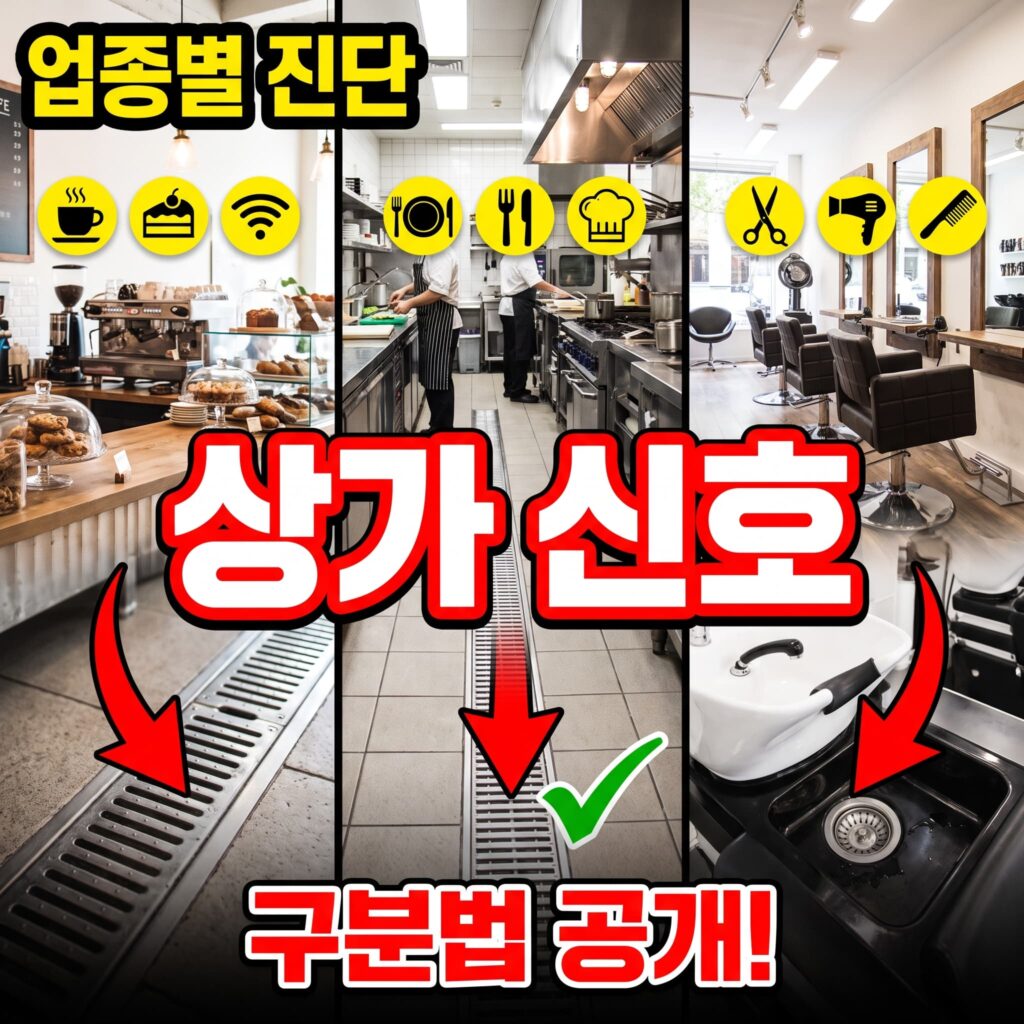 상가 매장 배수 자가진단 — 카페·식당·미용실 업종별 신호 구분
