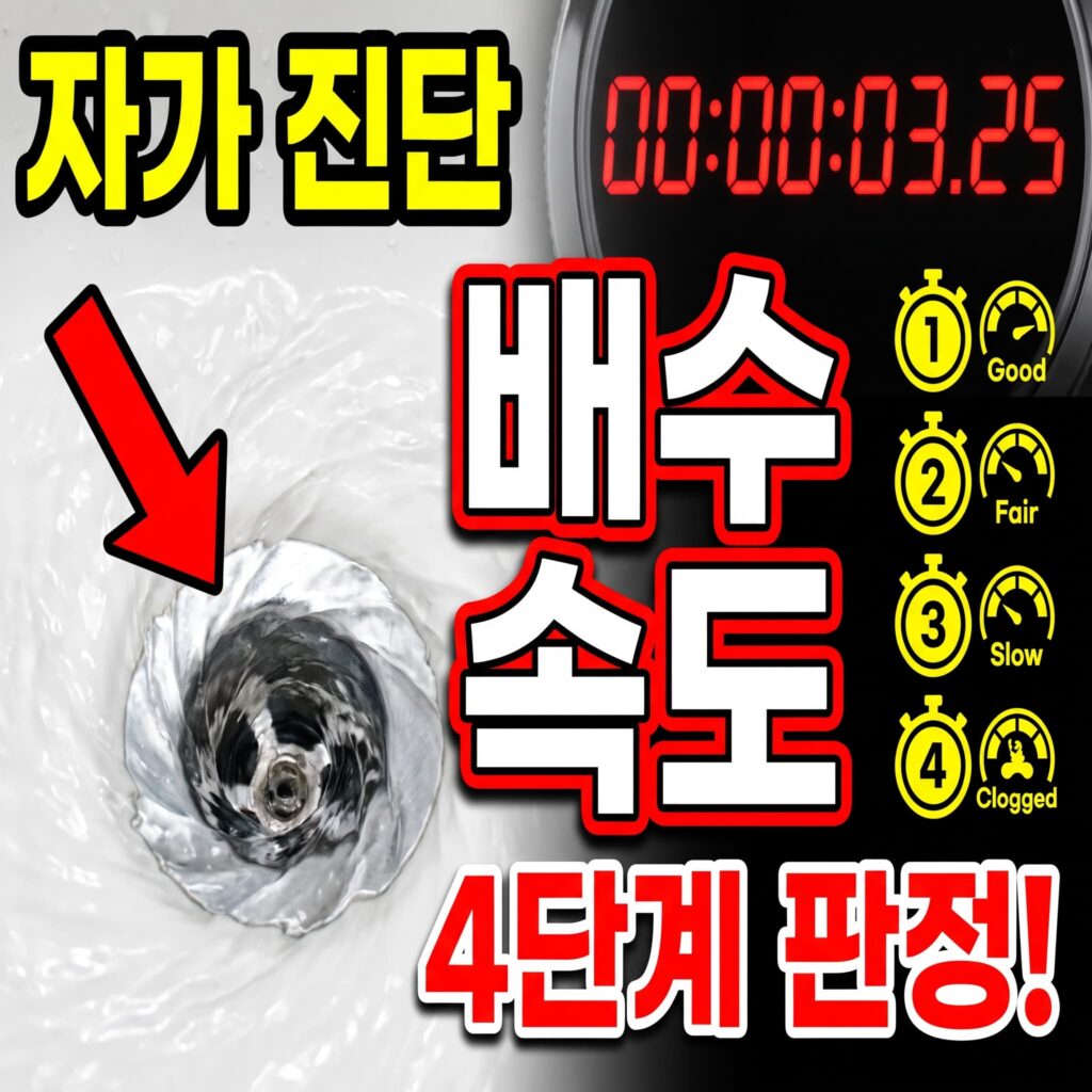 배수 지연 자가진단 — 초 단위 배수 속도로 심각도 4단계 판정
